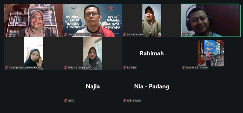Divisi Rumah Cahaya Menyapa, Hadirkan TBM Rumah Aksara dalam “Ngobrol Santai Bareng Rumcay”