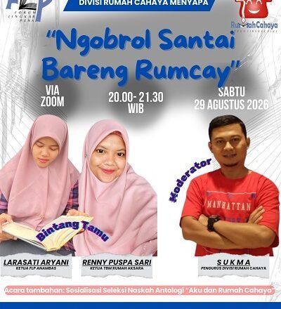Divisi Rumah Cahaya Menyapa, Hadirkan TBM Rumah Aksara dalam “Ngobrol Santai Bareng Rumcay”